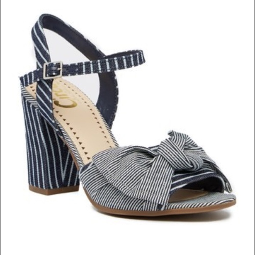 Eva block heel sandal blue bow Sam Edelman